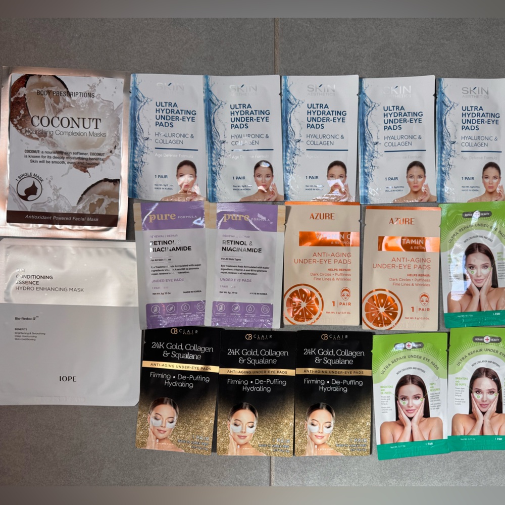 Brand new! Skin Hydrating Masks 17 piece lot. Skin care, gift, under eye, face